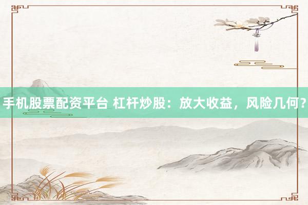 手机股票配资平台 杠杆炒股：放大收益，风险几何？