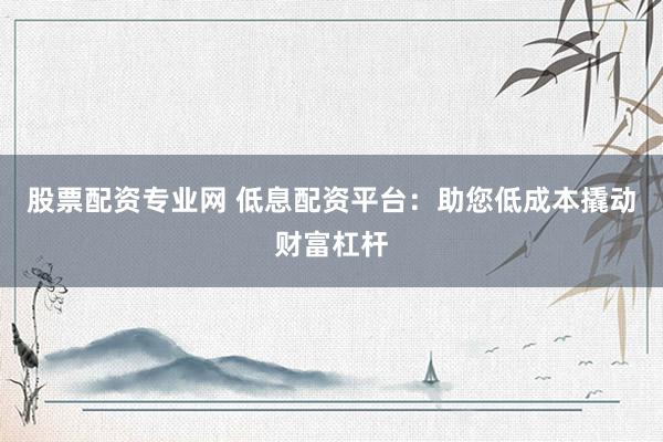 股票配资专业网 低息配资平台：助您低成本撬动财富杠杆