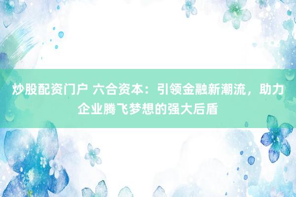 炒股配资门户 六合资本：引领金融新潮流，助力企业腾飞梦想的强大后盾