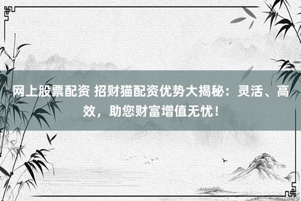 网上股票配资 招财猫配资优势大揭秘：灵活、高效，助您财富增值无忧！
